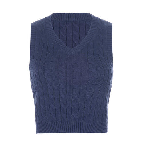 Cable-knit V-Neck Sweater Vest BLUE ZONE PLANET