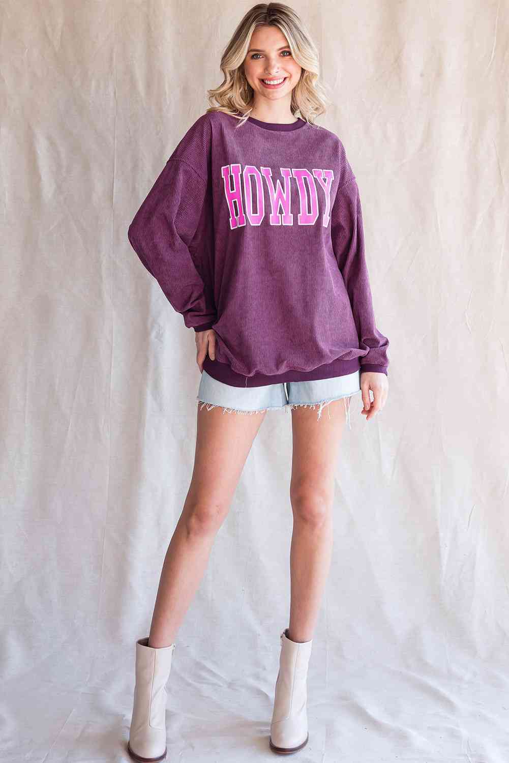 HOWDY Graphic Dropped Shoulder Sweatshirt BLUE ZONE PLANET