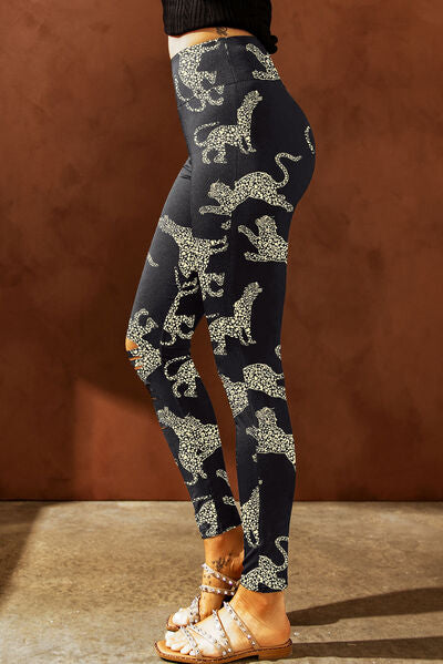 Blue Zone Planet |  Animal Printed Distressed High Waist Leggings BLUE ZONE PLANET