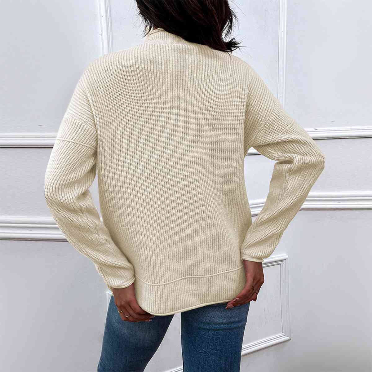 Dropped Shoulder Sweater with Pocket-TOPS / DRESSES-[Adult]-[Female]-2022 Online Blue Zone Planet