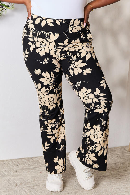 Heimish Full Size High Waist Floral Flare Pants BLUE ZONE PLANET