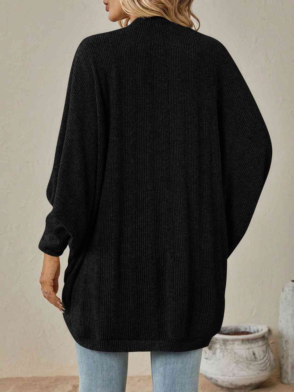 Open Front  Dropped Shoulder Cardigan BLUE ZONE PLANET