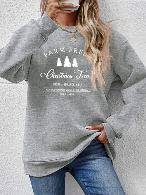 Graphic Round Neck Dropped Shoulder Sweatshirt BLUE ZONE PLANET