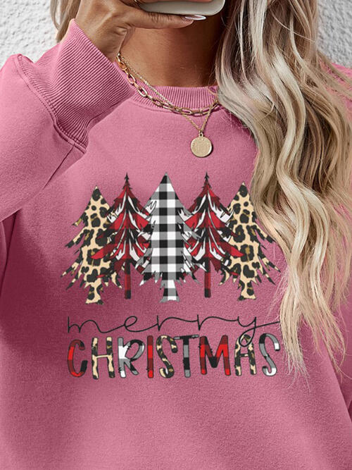 MERRY CHRISTMAS Round Neck Long Sleeve Sweatshirt BLUE ZONE PLANET