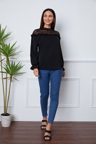 Leopard Frill Flounce Sleeve Blouse Trendsi