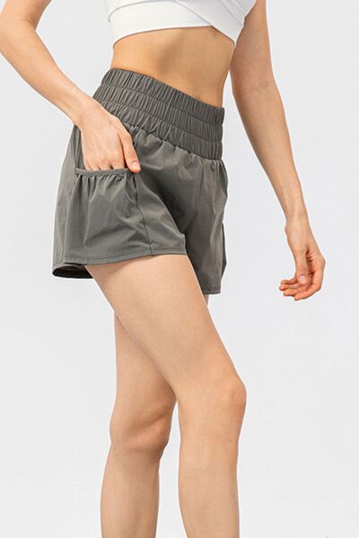 Blue Zone Planet |  Elastic Waist Pocketed Active Shorts BLUE ZONE PLANET