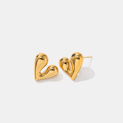 Heart Shape Stainless Steel Stud Earrings-EARRINGS-[Adult]-[Female]-Gold-One Size-2022 Online Blue Zone Planet