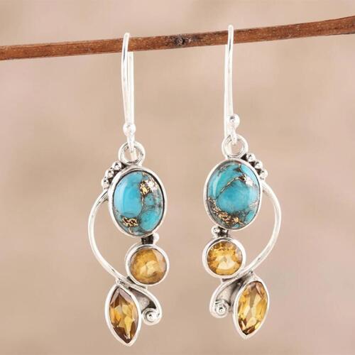 Geometric Alloy Dangle earrings BLUE ZONE PLANET