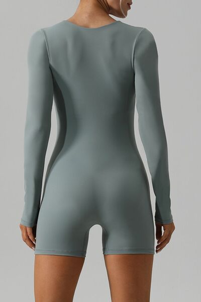 Blue Zone Planet |  Square Neck Long Sleeve Active Romper BLUE ZONE PLANET