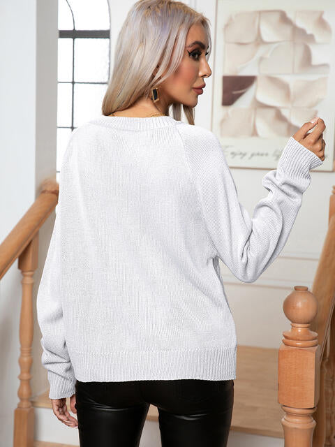 Cable-Knit Long Sleeve Sweater BLUE ZONE PLANET