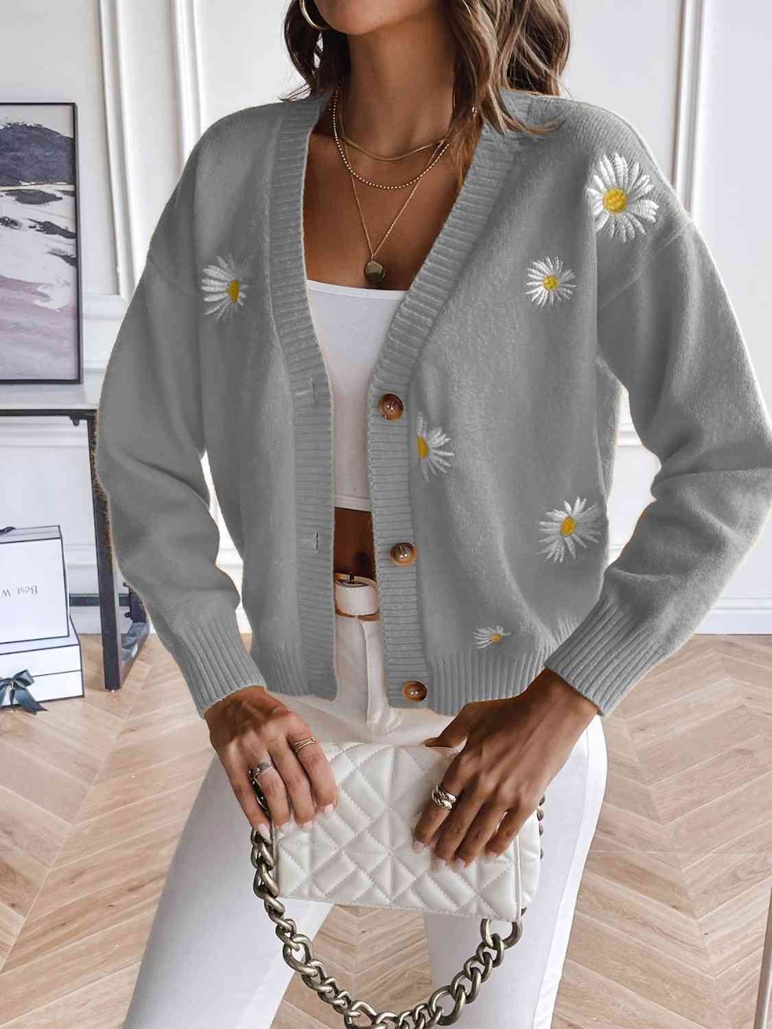 Floral Button Up Cardigan BLUE ZONE PLANET