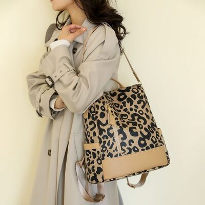 Leopard PU Leather Backpack Bag Trendsi