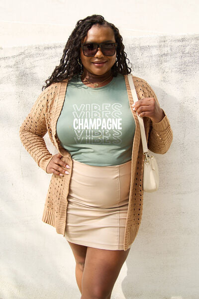 Blue Zone Planet |  Simply Love Full Size CHAMPAGNE VIBES Round Neck T-Shirt BLUE ZONE PLANET