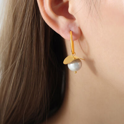 18K Gold-Plated Bead Dangle Earrings-EARRINGS-[Adult]-[Female]-Gold-One Size-2022 Online Blue Zone Planet