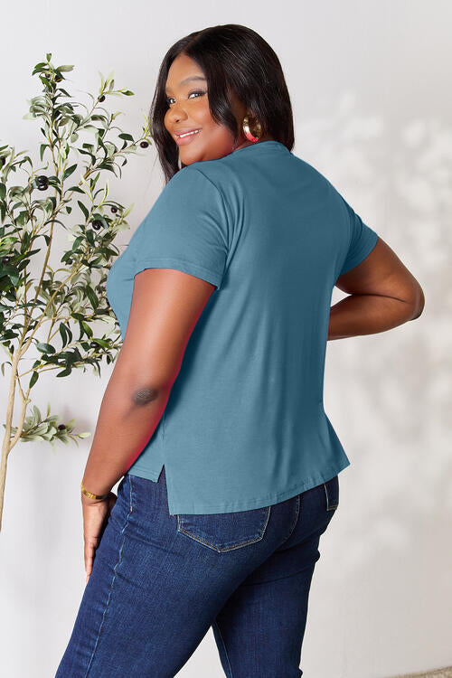 Basic Bae Full Size Round Neck Short Sleeve T-Shirt BLUE ZONE PLANET