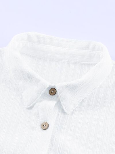 Button Up Collared Neck Slit Shirt Dress BLUE ZONE PLANET