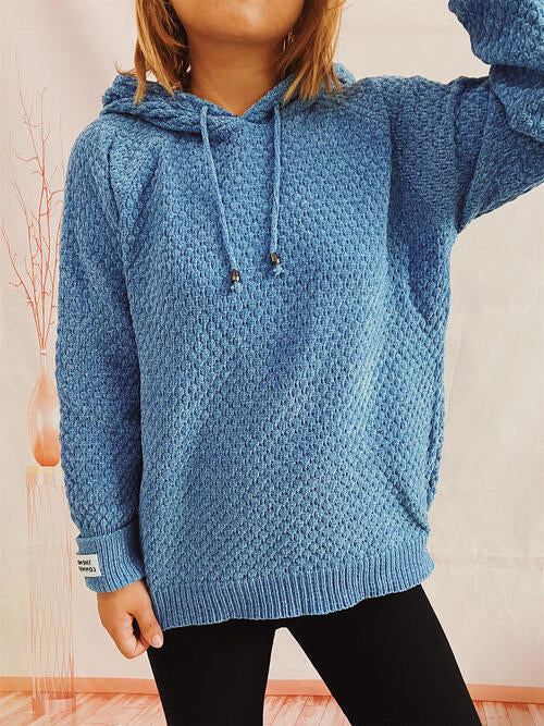 Blue Zone Planet |  Drawstring Long Sleeve  Hooded Sweater BLUE ZONE PLANET