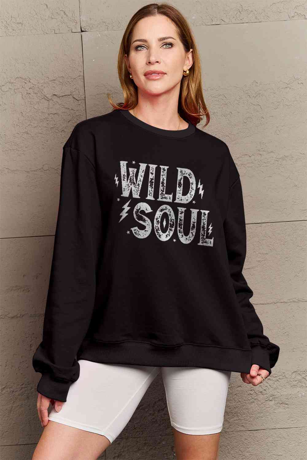 Simply Love Full Size WILD SOUL Graphic Sweatshirt BLUE ZONE PLANET