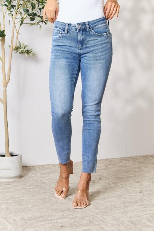BAYEAS Raw Hem Skinny Jeans BLUE ZONE PLANET