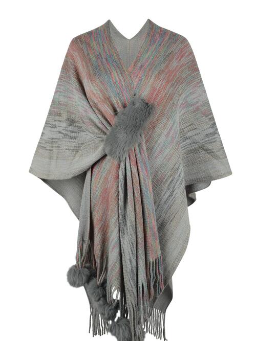 Heathered Fringe Hem Poncho BLUE ZONE PLANET