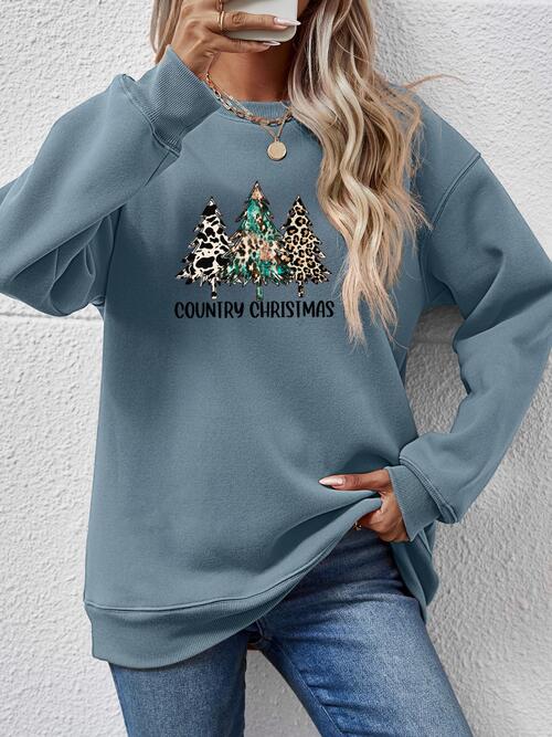 Graphic Round Neck Dropped Shoulder Sweatshirt BLUE ZONE PLANET