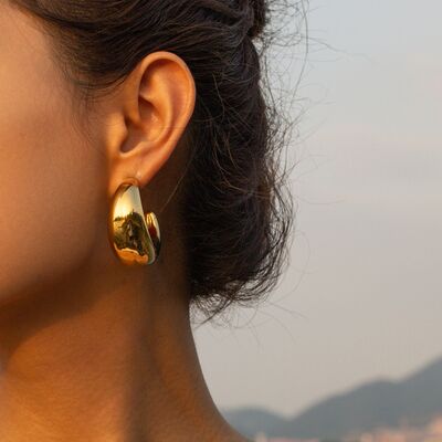 Blue Zone Planet |  18K Gold-Plated Moon Crescent Earrings BLUE ZONE PLANET