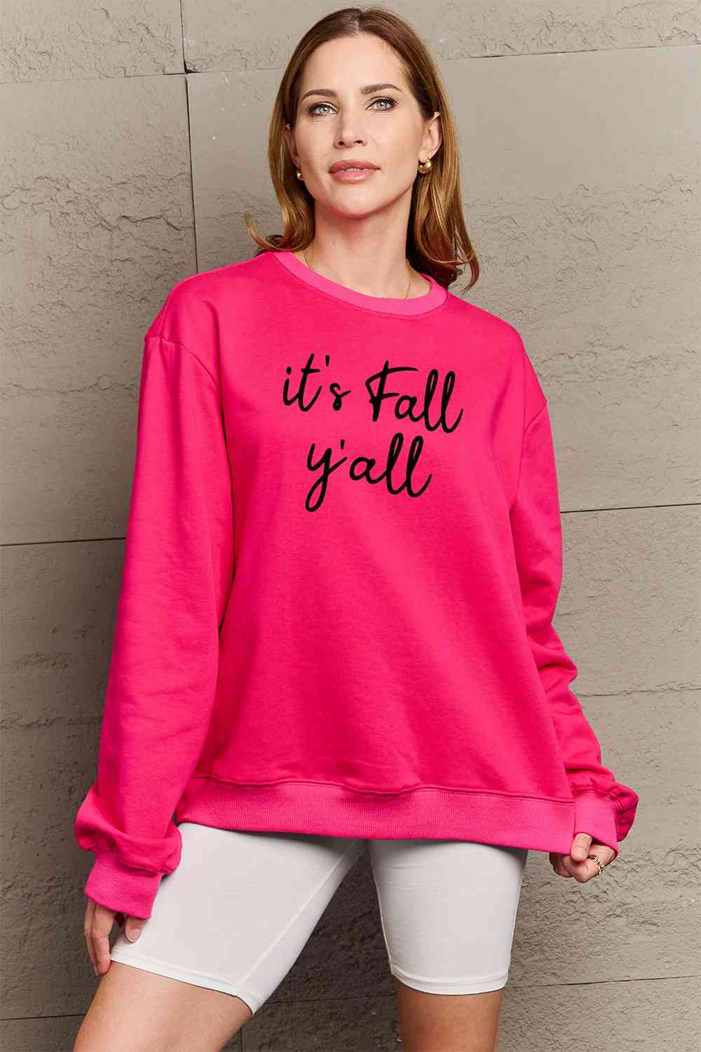 Simply Love Full Size IT'S FALL Y'ALL Graphic Sweatshirt BLUE ZONE PLANET