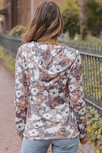 Floral Zip Up Pocketed Hoodie-TOPS / DRESSES-[Adult]-[Female]-2022 Online Blue Zone Planet