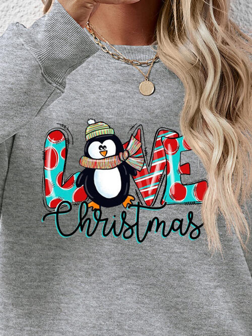 LIVE CHRISTMAS Drop Shoulder Round Neck Sweatshirt BLUE ZONE PLANET