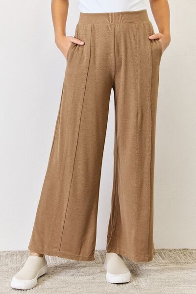 RISEN Ultra Soft Wide Leg Pants-BOTTOM SIZES SMALL MEDIUM LARGE-[Adult]-[Female]-Mocha-S-2022 Online Blue Zone Planet