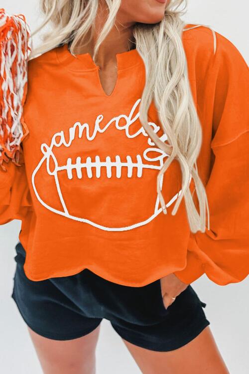 GAME DAY Ball Graphic Notched Sweatshirt BLUE ZONE PLANET