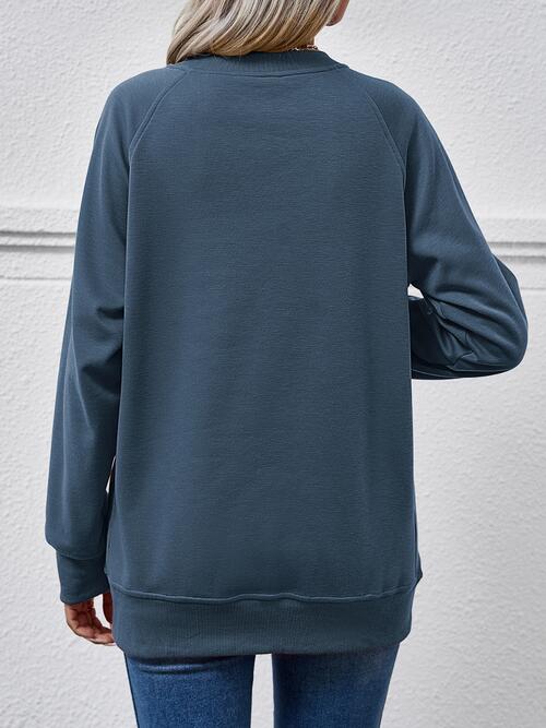 Round Neck Long Sleeve Sweatshirt BLUE ZONE PLANET