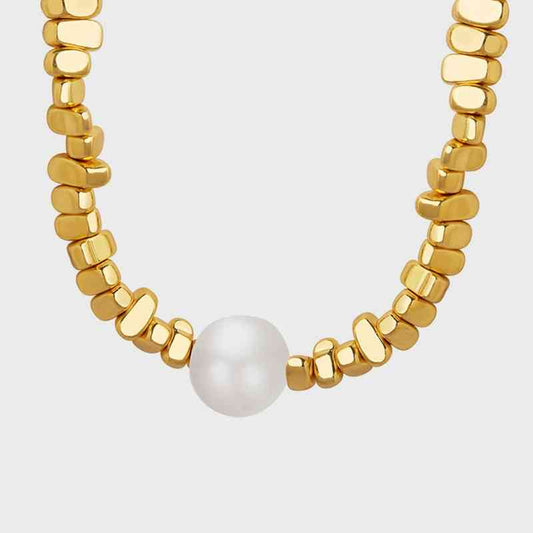 Pearl Geometric Bead Necklace BLUE ZONE PLANET