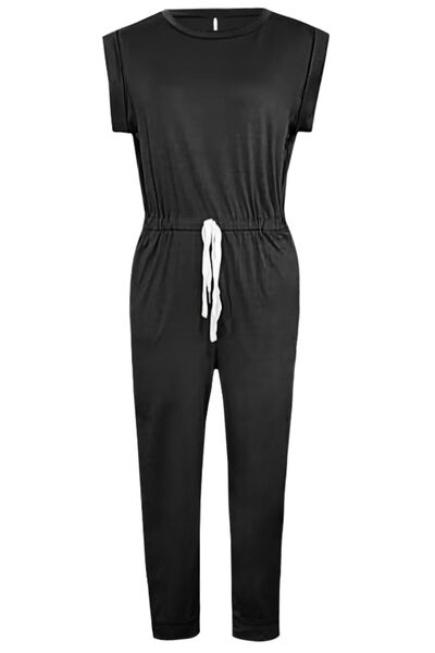 Drawstring Round Neck Sleeveless Jumpsuit Trendsi