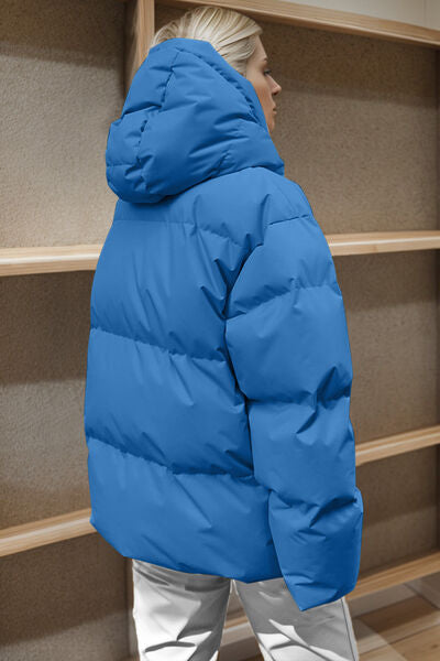 Blue Zone Planet |  Pocketed Zip Up Hooded Puffer Jacket BLUE ZONE PLANET