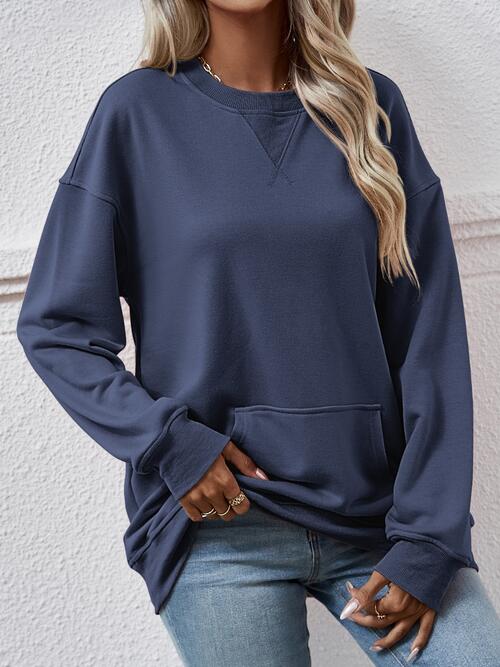 Round Neck Long Sleeve Sweatshirt BLUE ZONE PLANET