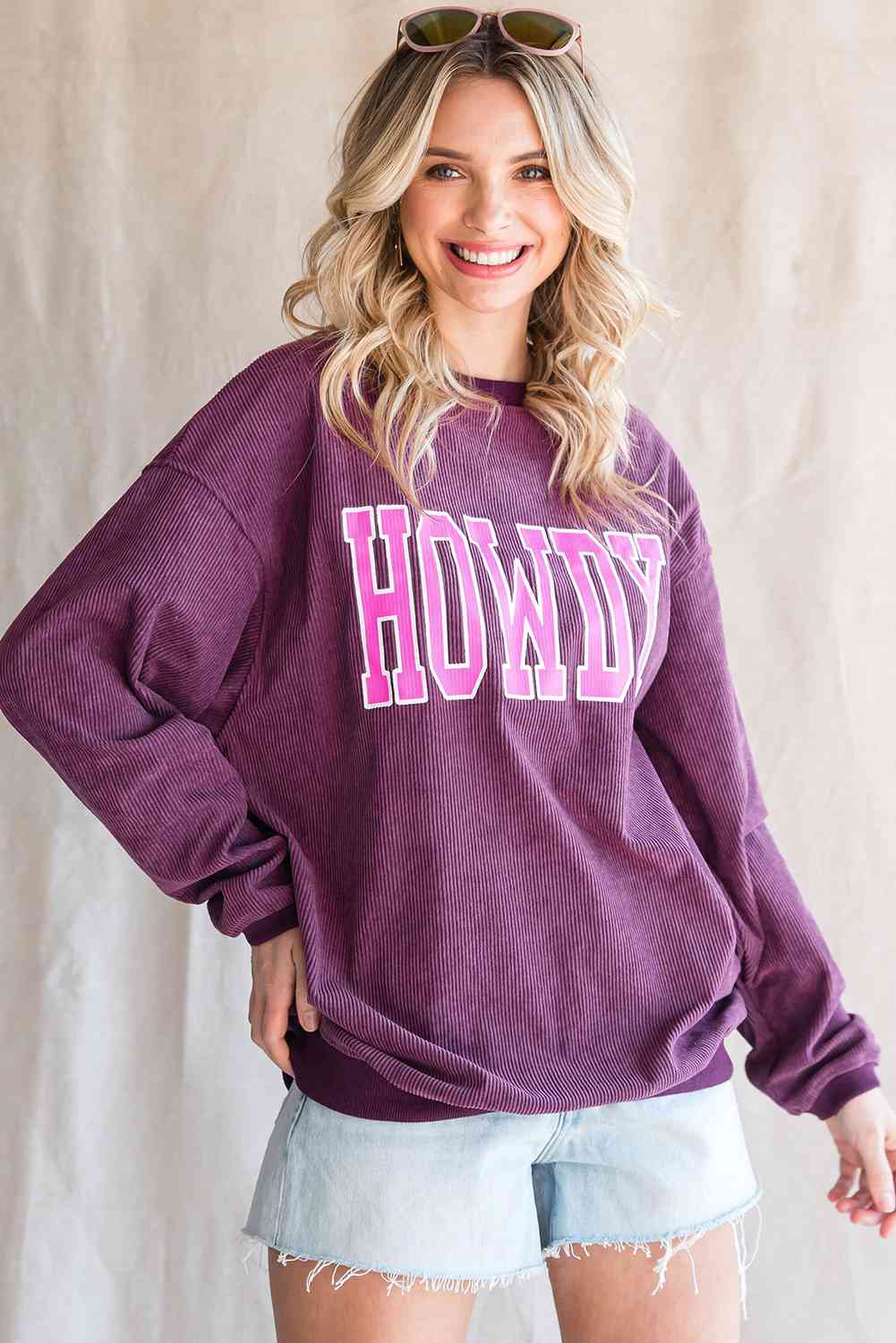 HOWDY Graphic Dropped Shoulder Sweatshirt BLUE ZONE PLANET