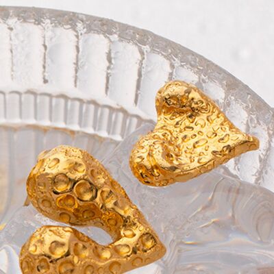 Heart Shape Stainless Steel Stud Earrings-EARRINGS-[Adult]-[Female]-Gold-One Size-2022 Online Blue Zone Planet