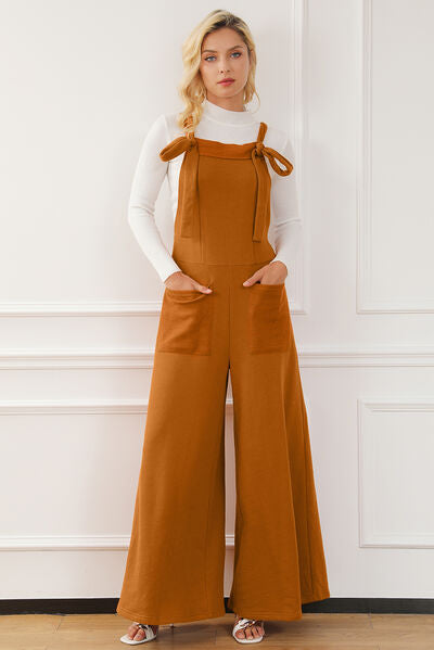 Pocketed Square Neck Wide Strap Jumpsuit Trendsi