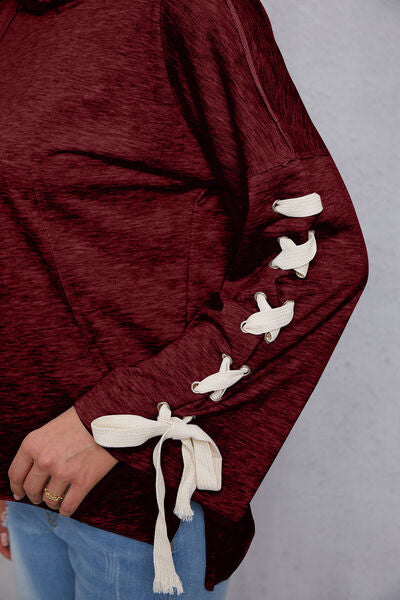 Tied Dropped Shoulder Hoodie Trendsi