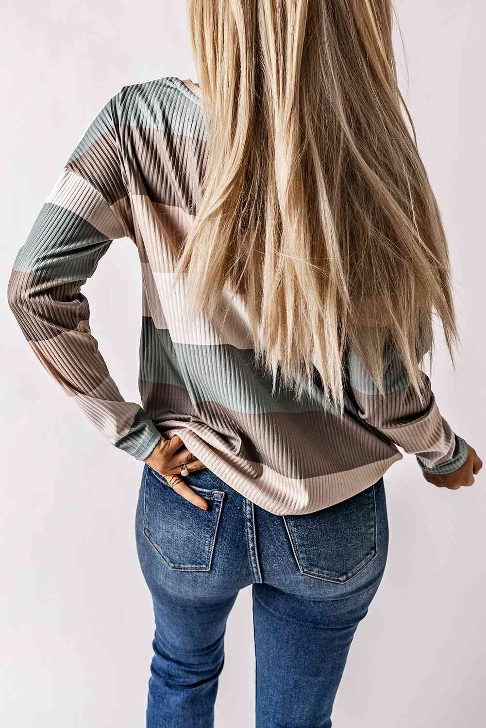 Wide Stripe Top with Pocket BLUE ZONE PLANET