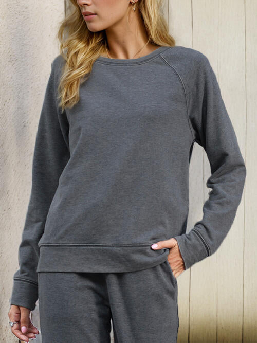 Round Neck Long Sleeve Sweatshirt BLUE ZONE PLANET