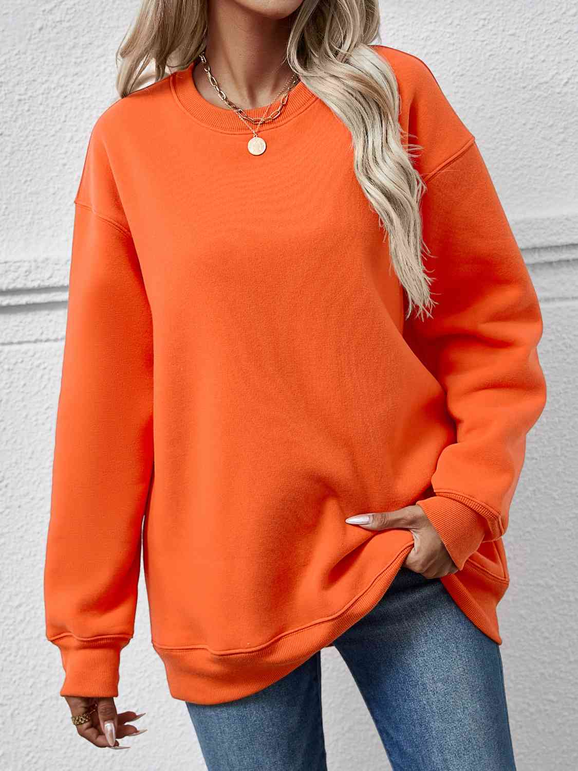 Round Neck Long Sleeve Sweatshirt BLUE ZONE PLANET