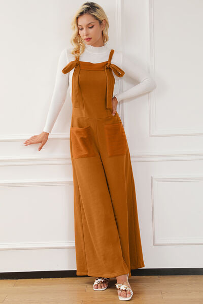 Pocketed Square Neck Wide Strap Jumpsuit Trendsi