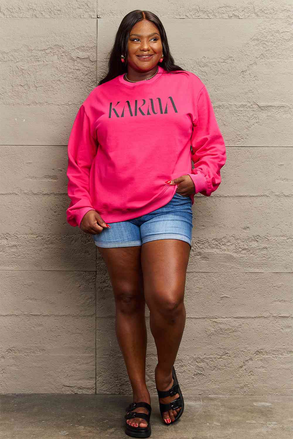 Simply Love Full Size KARMA Graphic Sweatshirt BLUE ZONE PLANET