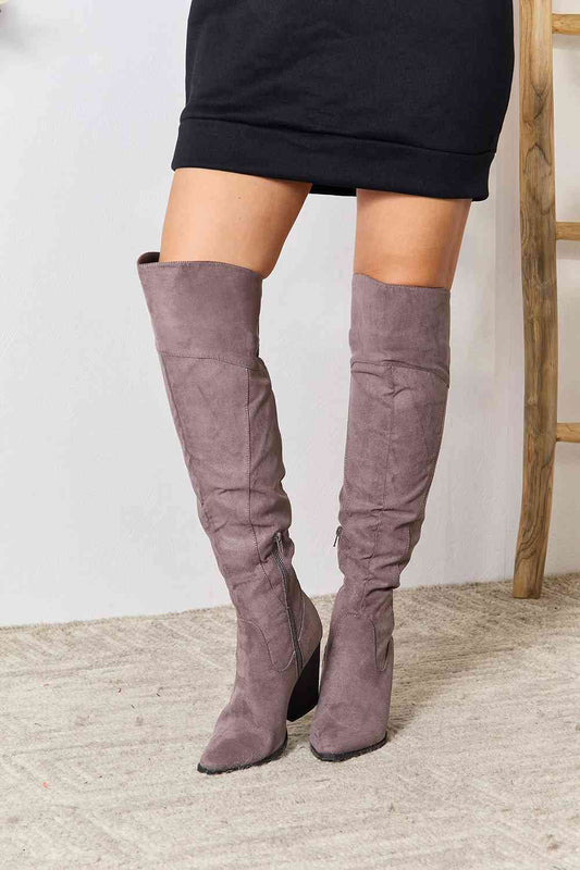 East Lion Corp Block Heel Knee High Boots BLUE ZONE PLANET