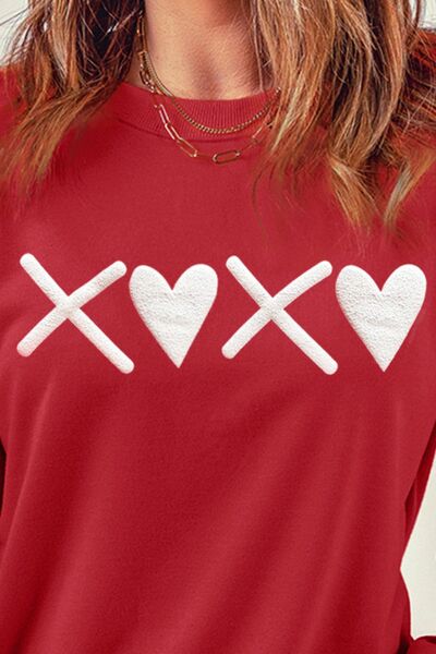 Heart Graphic Round Neck Dropped Shoulder Sweatshirt-TOPS / DRESSES-[Adult]-[Female]-2022 Online Blue Zone Planet