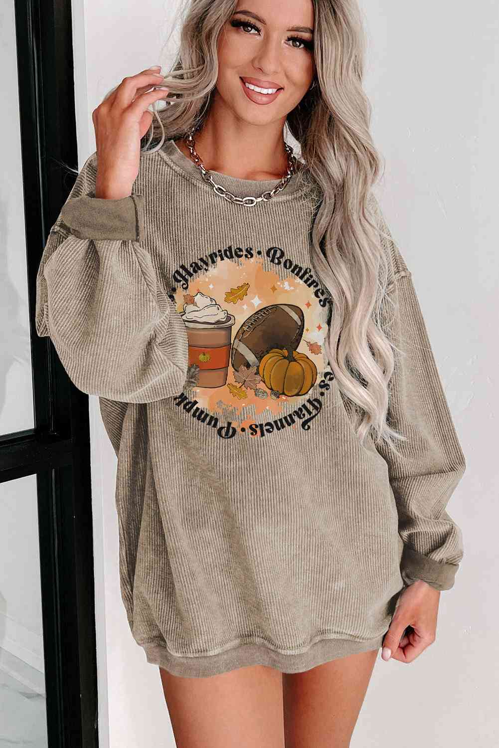 Graphic Dropped Shoulder Sweatshirt BLUE ZONE PLANET