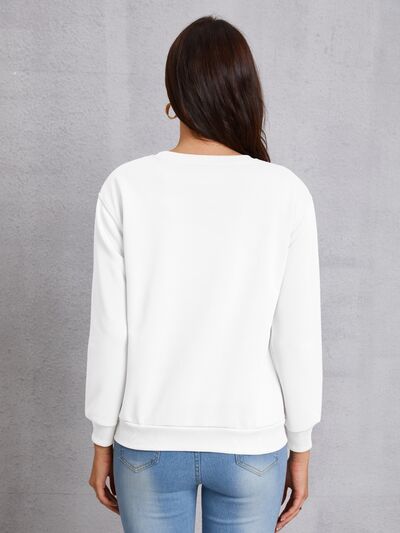 Round Neck Dropped Shoulder Sweatshirt Trendsi