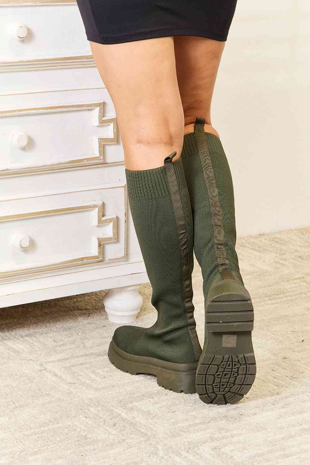 WILD DIVA Footwear Knee High Platform Sock Boots BLUE ZONE PLANET